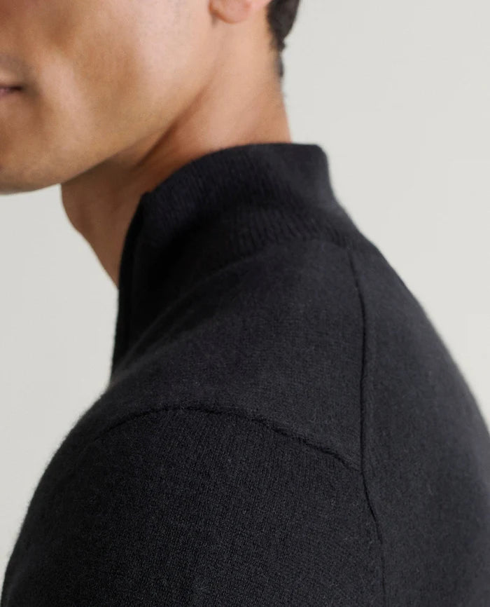 Men's Black Merino Zip Neck Jumper