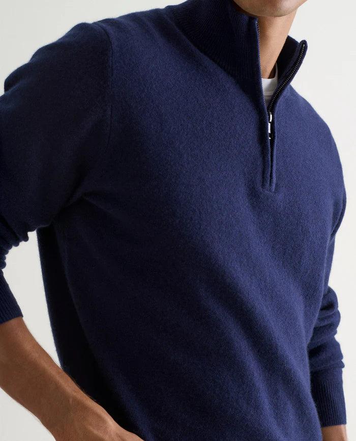 mens navy zip neck jumper