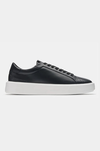 Mens Classic Black Leather Trainers