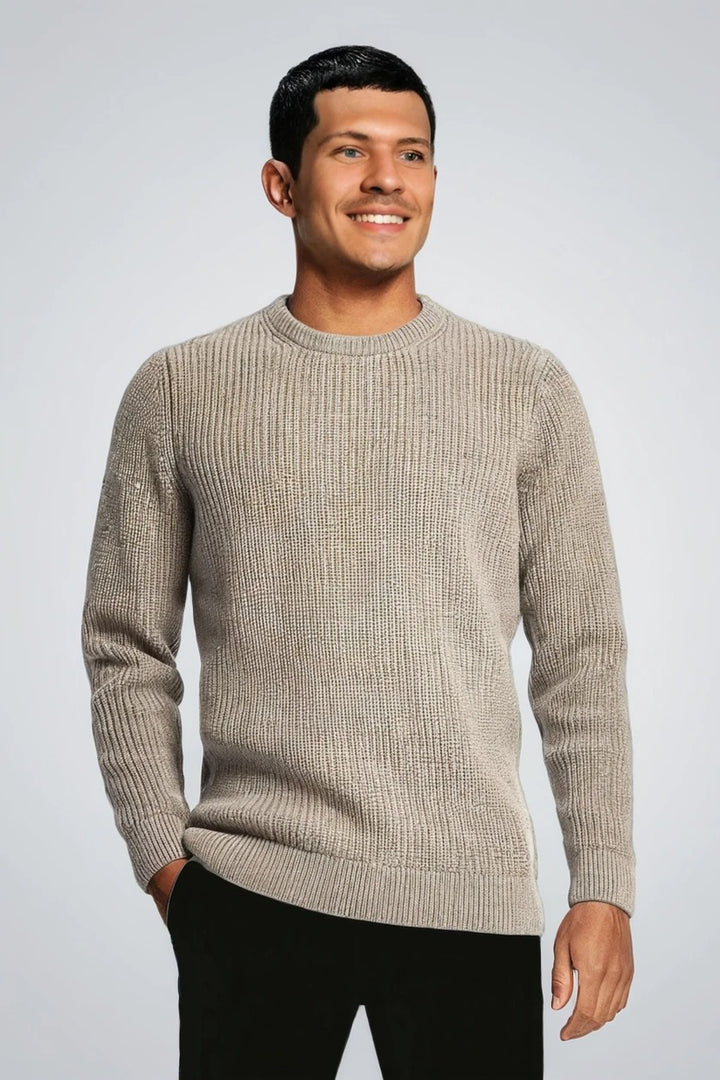 Men's Caramel Merino Wool Crew Neck Jumper