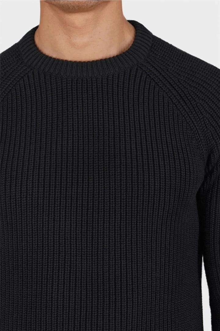 Men's Black Merino Wool Crew Neck Jumper