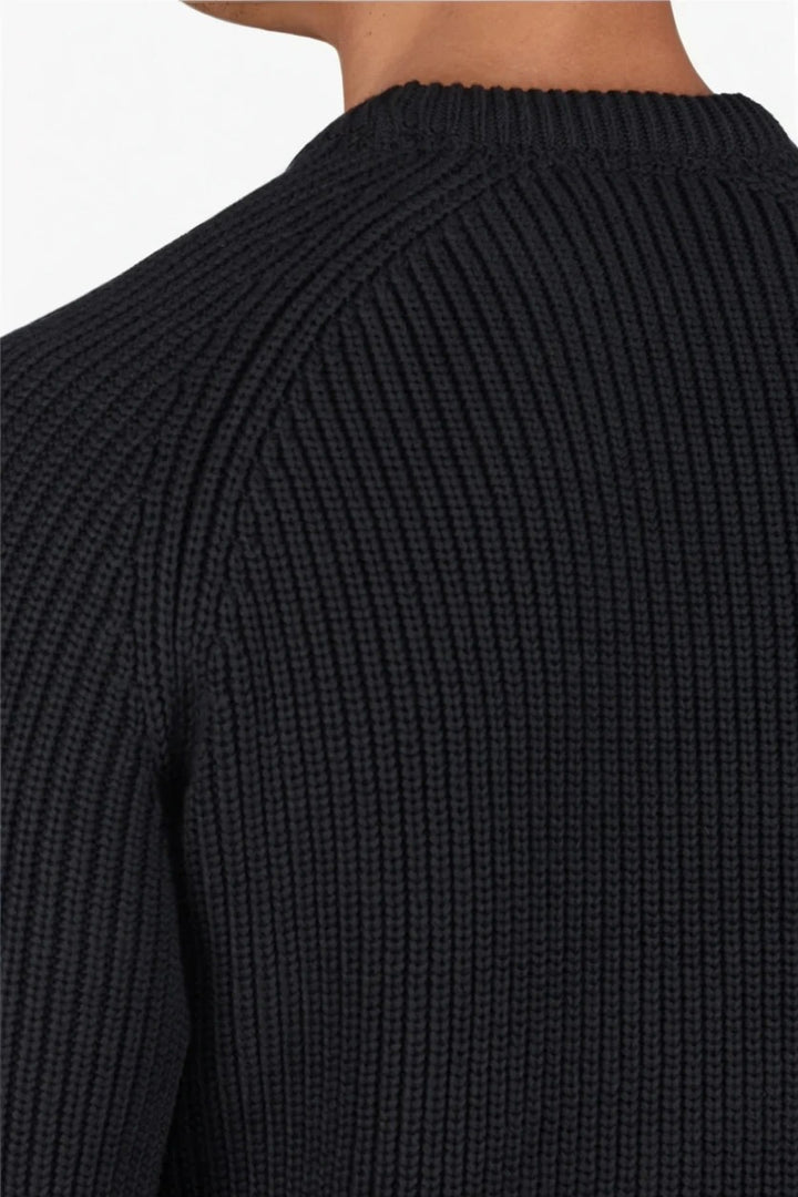 Men's Black Merino Wool Crew Neck Jumper