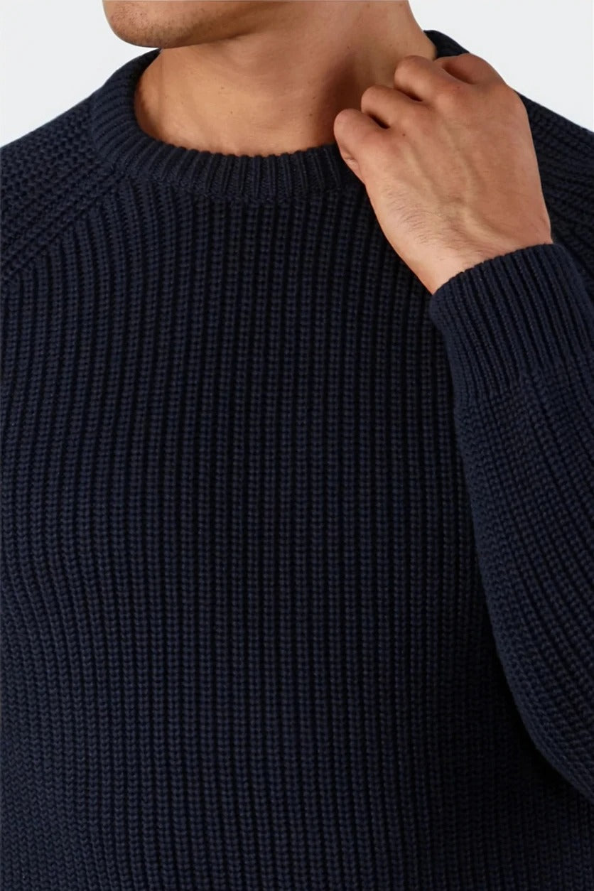 Men's Navy Merino Wool Crew Neck Jumper