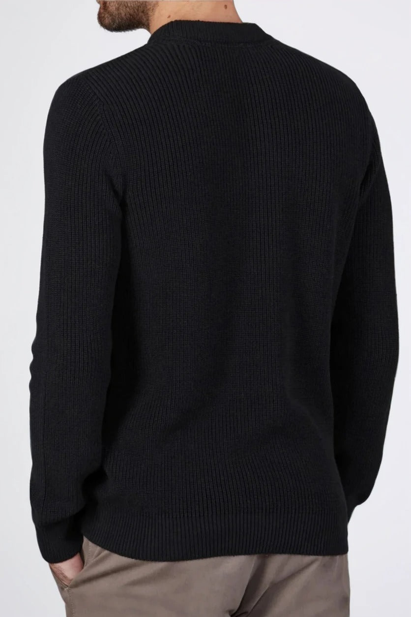 Men's Black Merino Wool Crew Neck Jumper