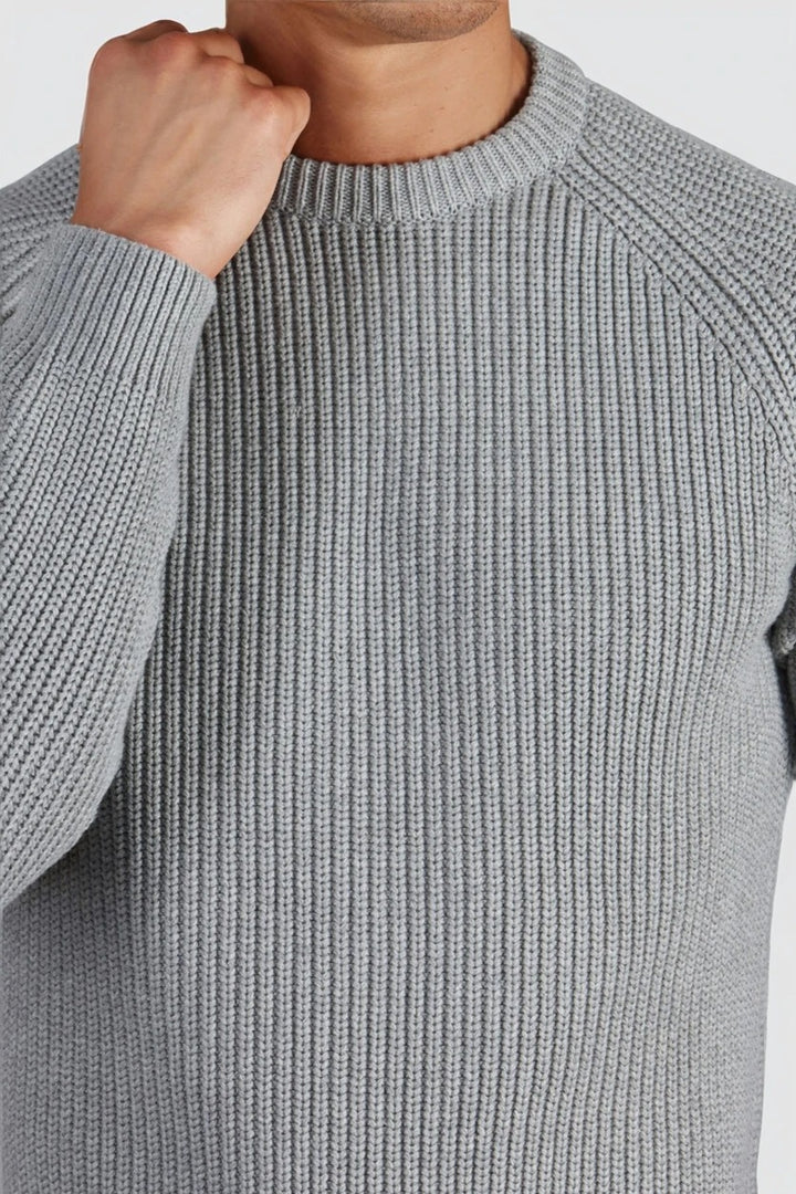 Men's Grey Merino Wool Crew Neck Jumper