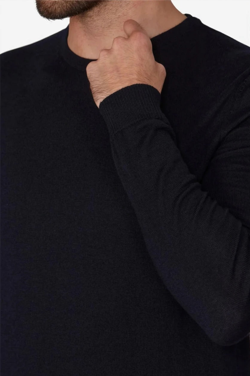 Men's Black Merino Crew Neck Sweater