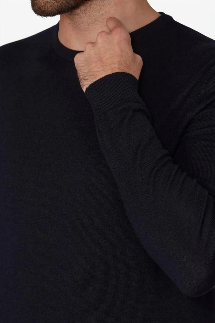 Men's Black Merino Crew Neck Sweater