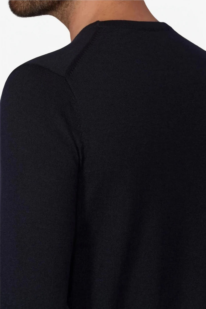 Men's Black Merino Crew Neck Sweater