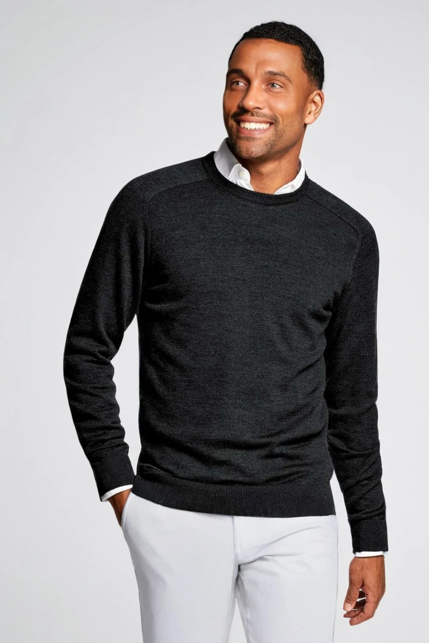 Men's Black Merino Crew Neck Sweater