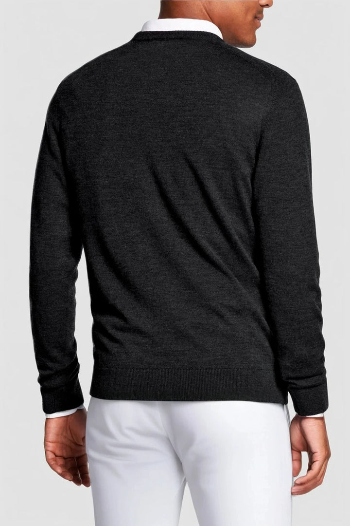 Men's Black Merino Crew Neck Sweater