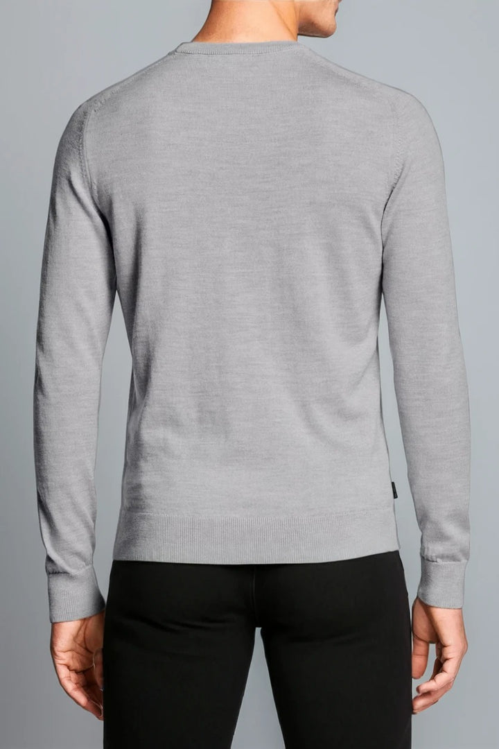 Men's Grey Merino Crew Neck Sweater