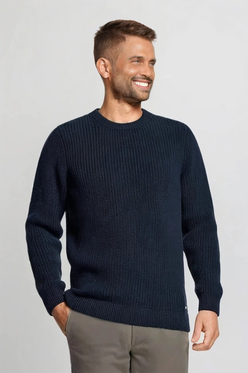 Men's Navy Merino Wool Crew Neck Jumper