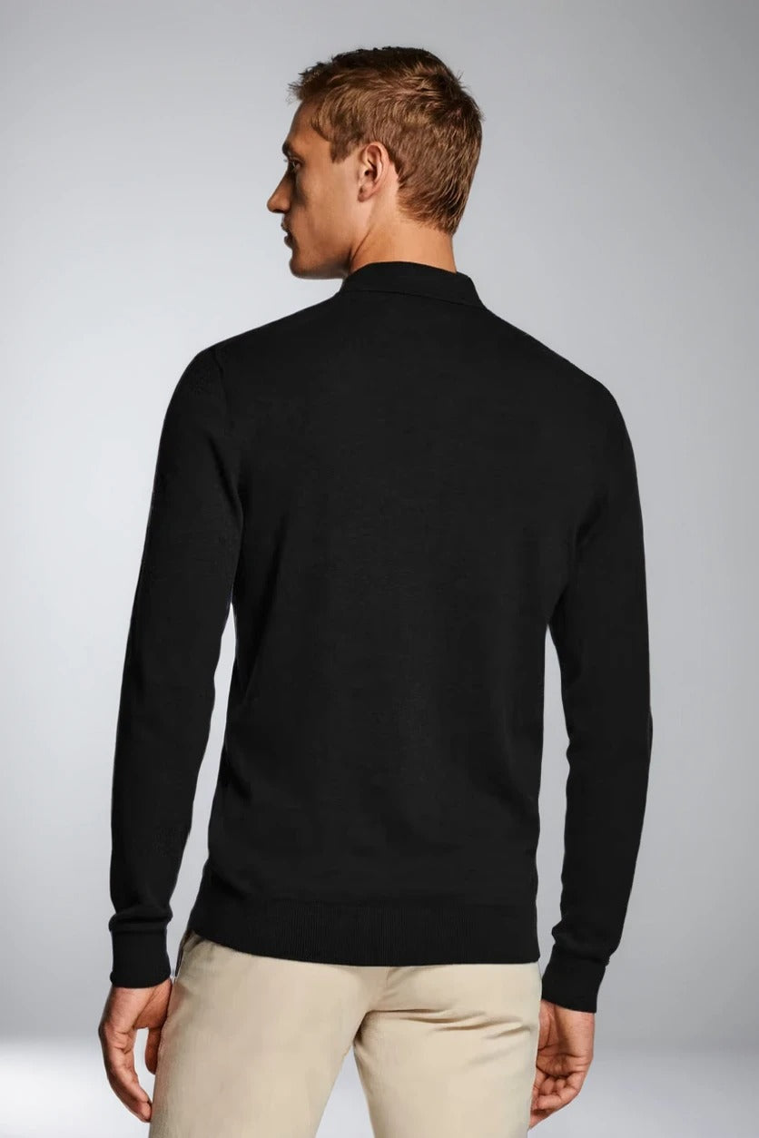 Schwarzer langärmliger Polopullover für Herren