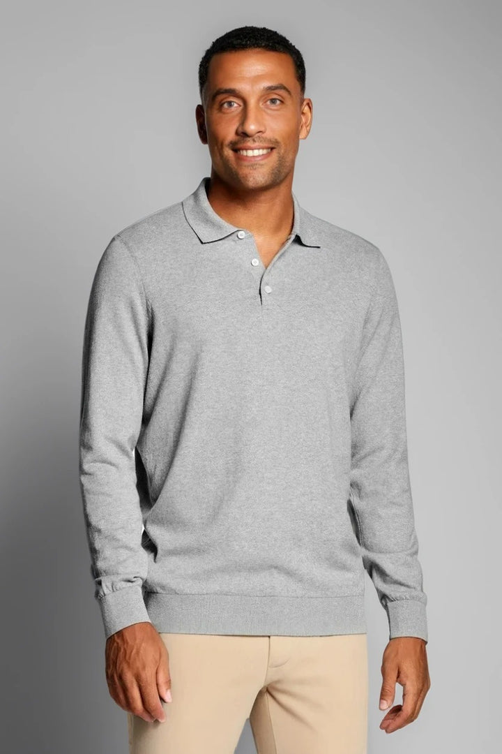 Mens Grey Slim Fit Polo Jumper