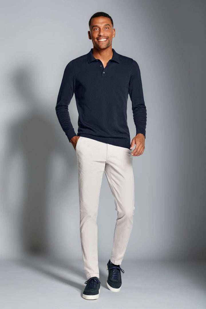 Mens Navy Slim Fit Polo Jumper