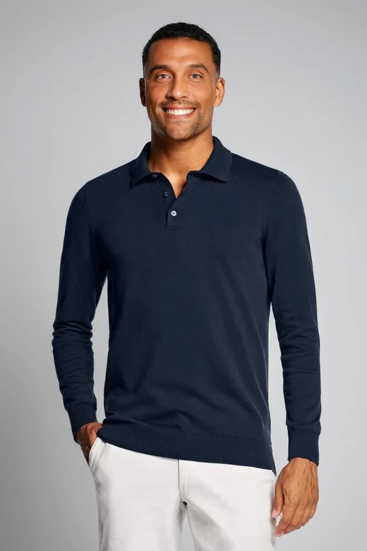 Marineblauer langärmliger Polopullover für Herren