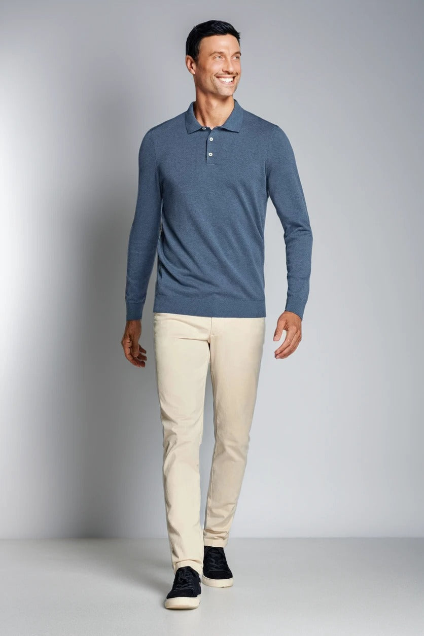 Mens Blue Slim Fit Polo Jumper