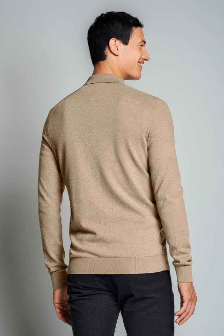 Mens Brown Slim Fit Polo Jumper