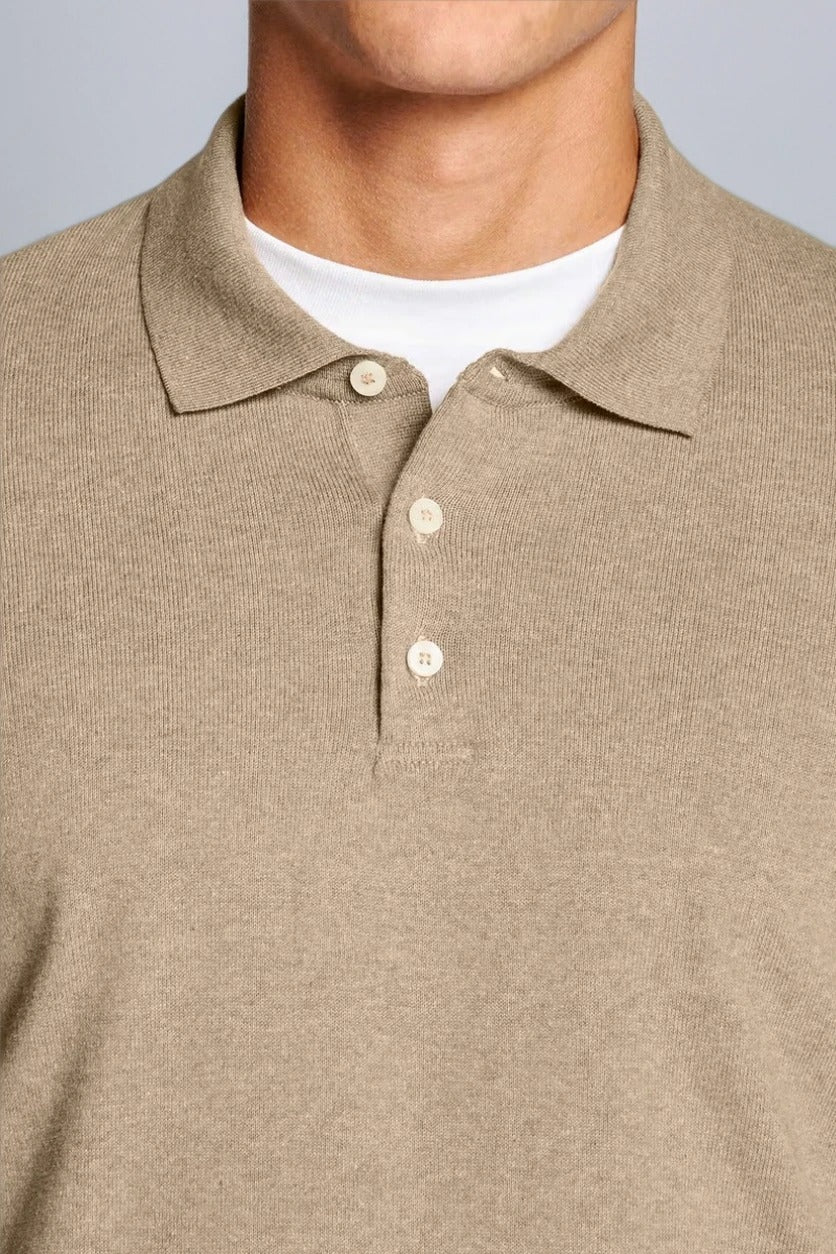 Mens Brown Slim Fit Polo Jumper