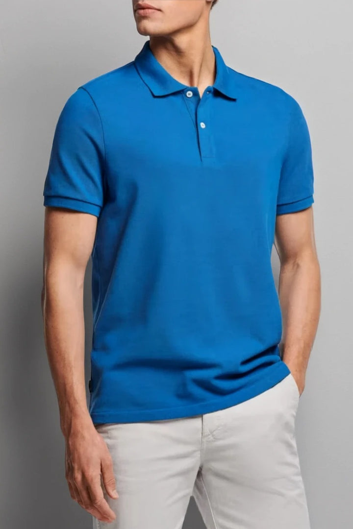 Blaues Polo-T-Shirt aus Piqué-Baumwolle für Herren