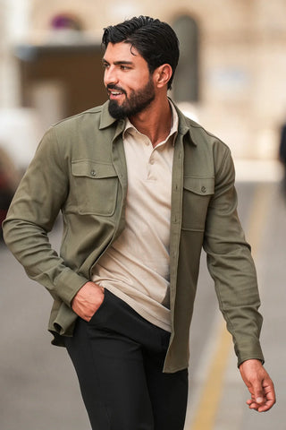 Mens Lightweight Khaki Premium Overshirt