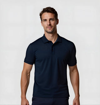 Men's Knitted Polo T-Shirt In Navy