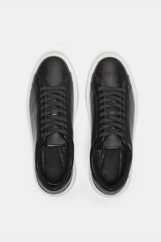 Mens Classic Black Leather Trainers