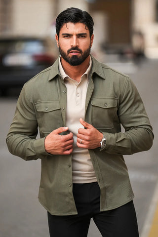 Mens Lightweight Khaki Premium Overshirt