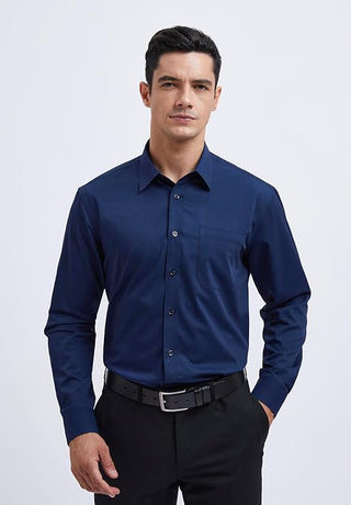 Mens Cotton Smart Casual Shirt In Navy