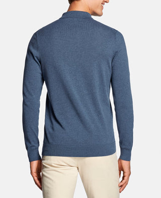 Mens Blue Long Sleeve Polo Jumper