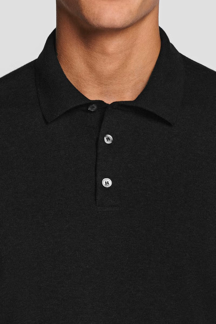 Mens Black Long Sleeve Polo Jumper