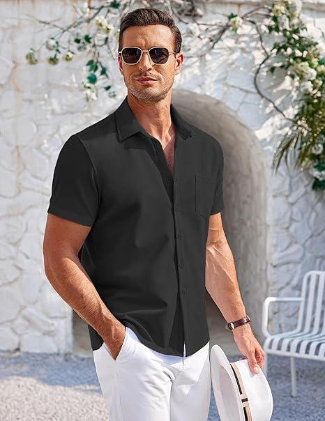 Mens Linen Shirt In Black