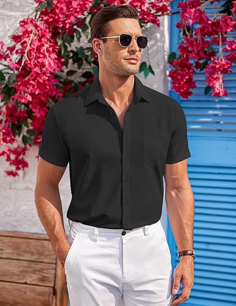 Mens Linen Shirt In Black