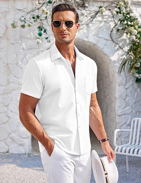 Mens Linen Shirt In White