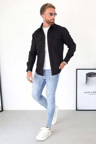 Mens  Lightweight Black Premium Overshirt