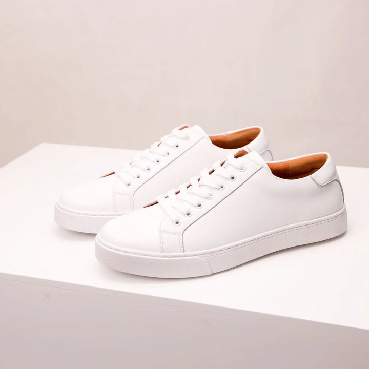 Mens Classic White Leather Trainer