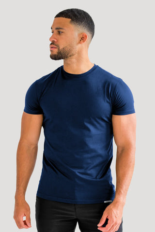 Mens Muscle Fit Navy T-Shirt