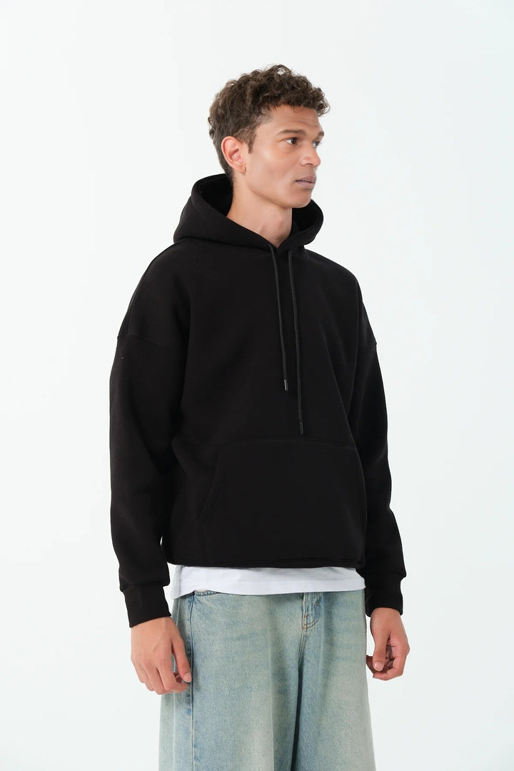 Mens Relaxed Fit Hoodie In Black