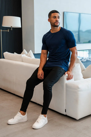 Muscle Fit Rich Cotton Navy T-Shirt