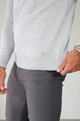 Men's Grey Crew Neck Knit Sweater