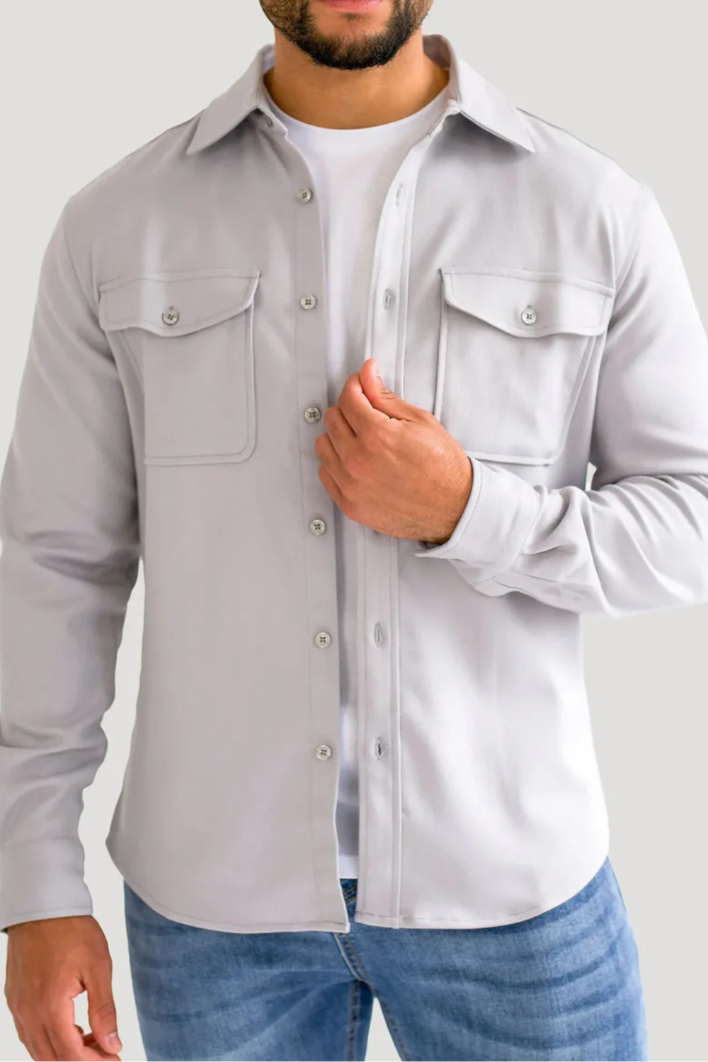 Graues Premium-Overshirt für Herren