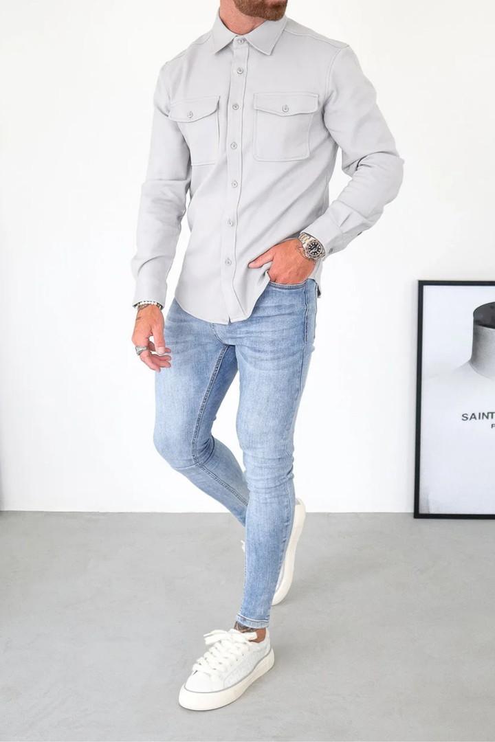 Graues Premium-Overshirt für Herren