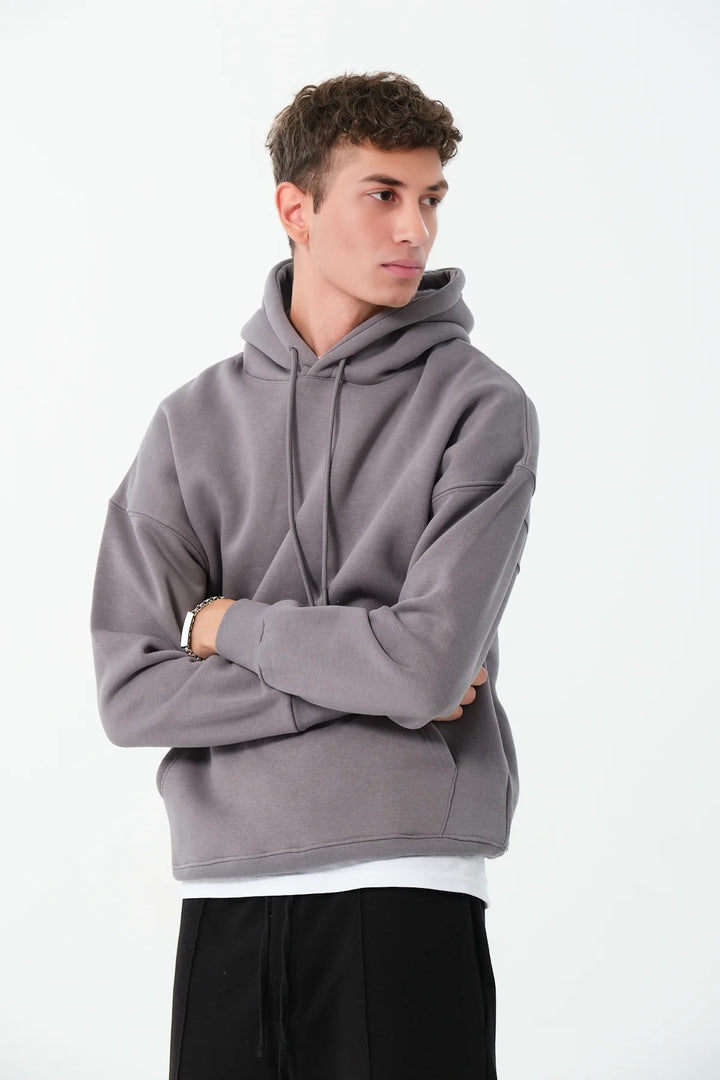 Mens Relaxed Fit Hoodie In Grey