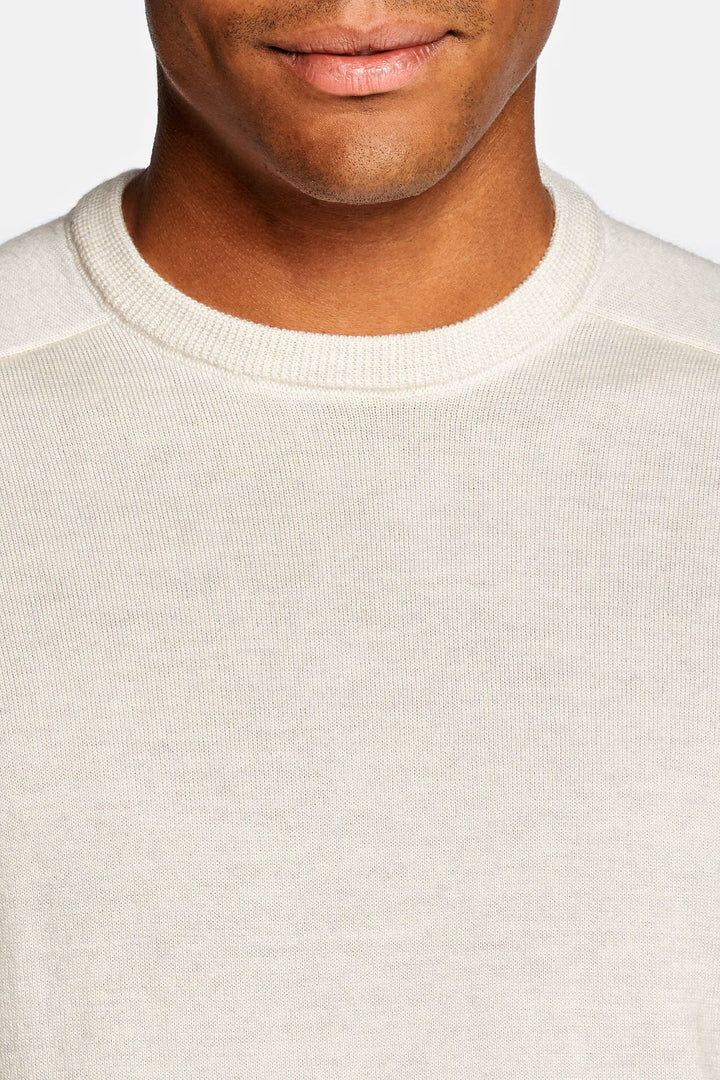 Men's White Merino Crew Neck Sweater