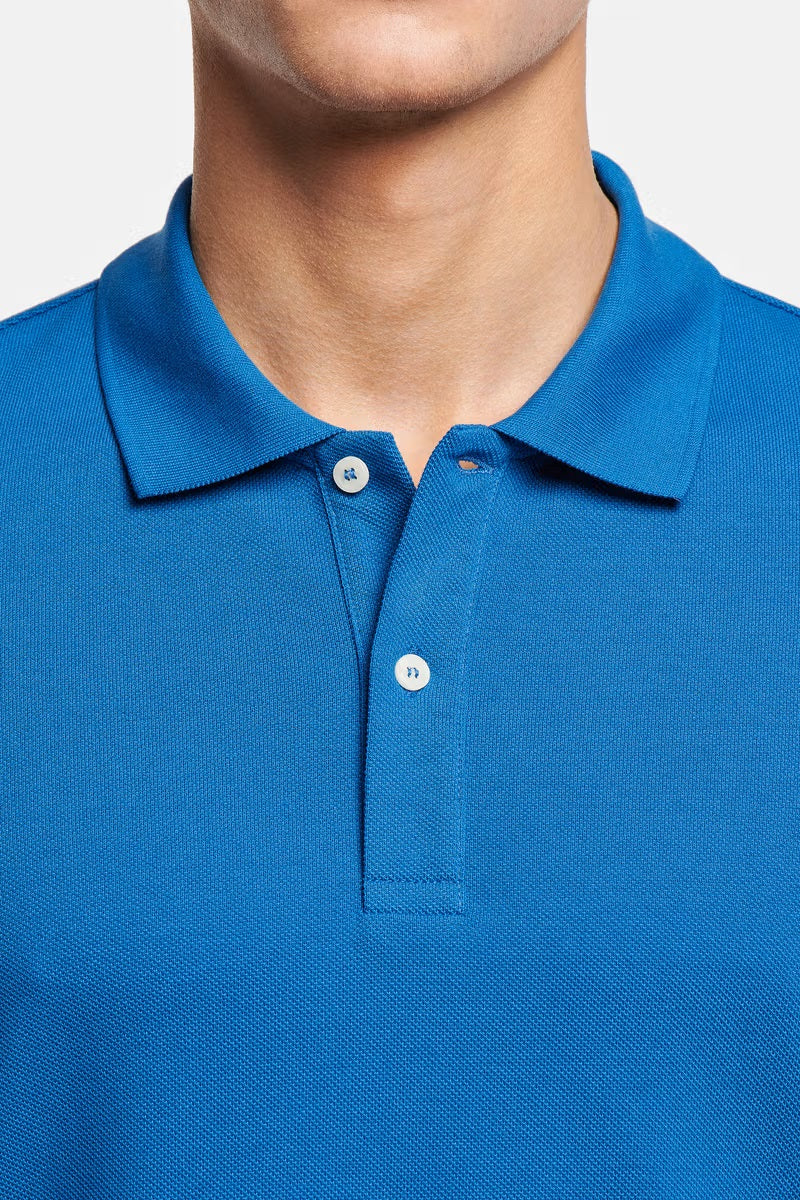 Men's Blue Muscle Fit Polo T-Shirt