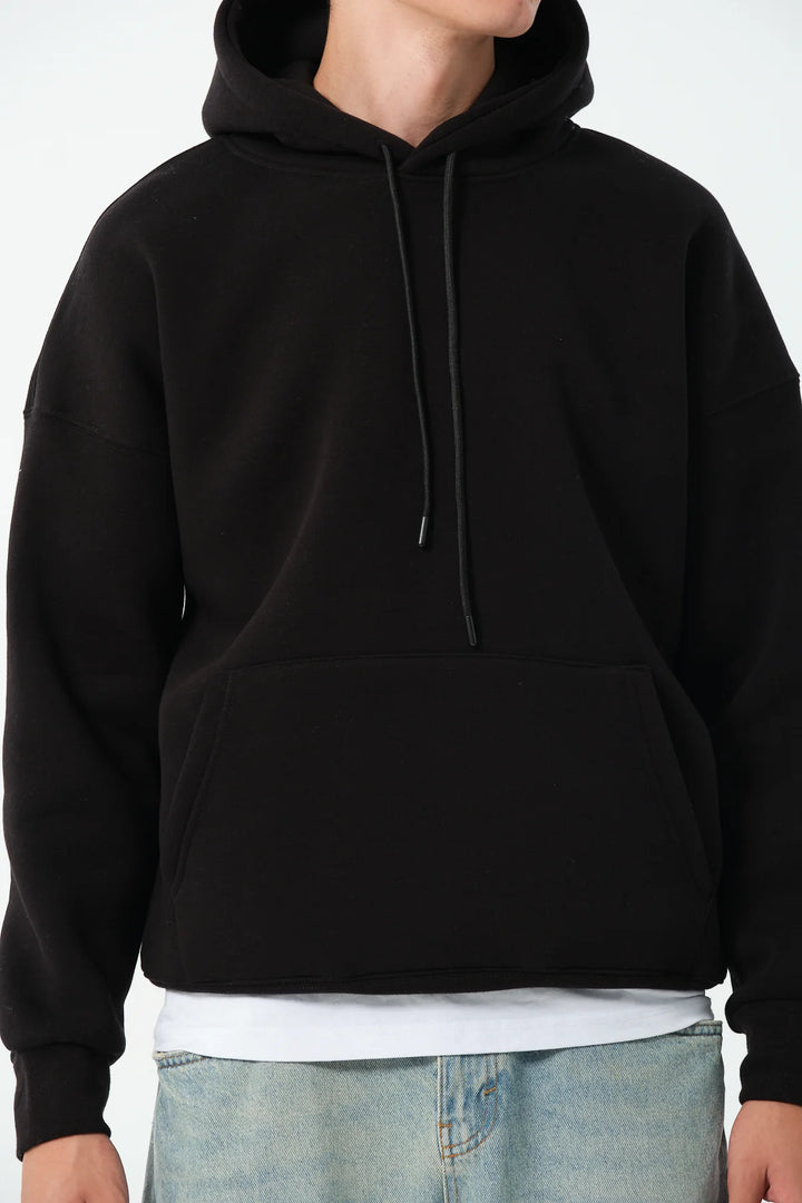 Mens Relaxed Fit Hoodie In Black