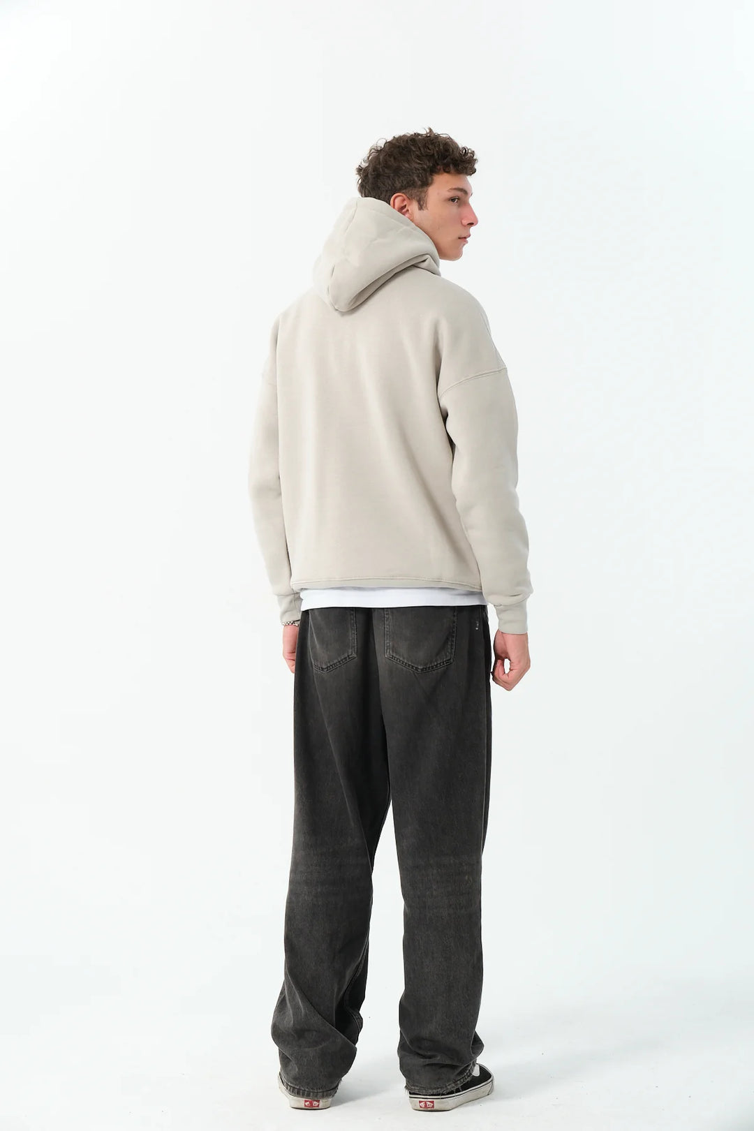 Mens Relaxed Fit Hoodie In Beige