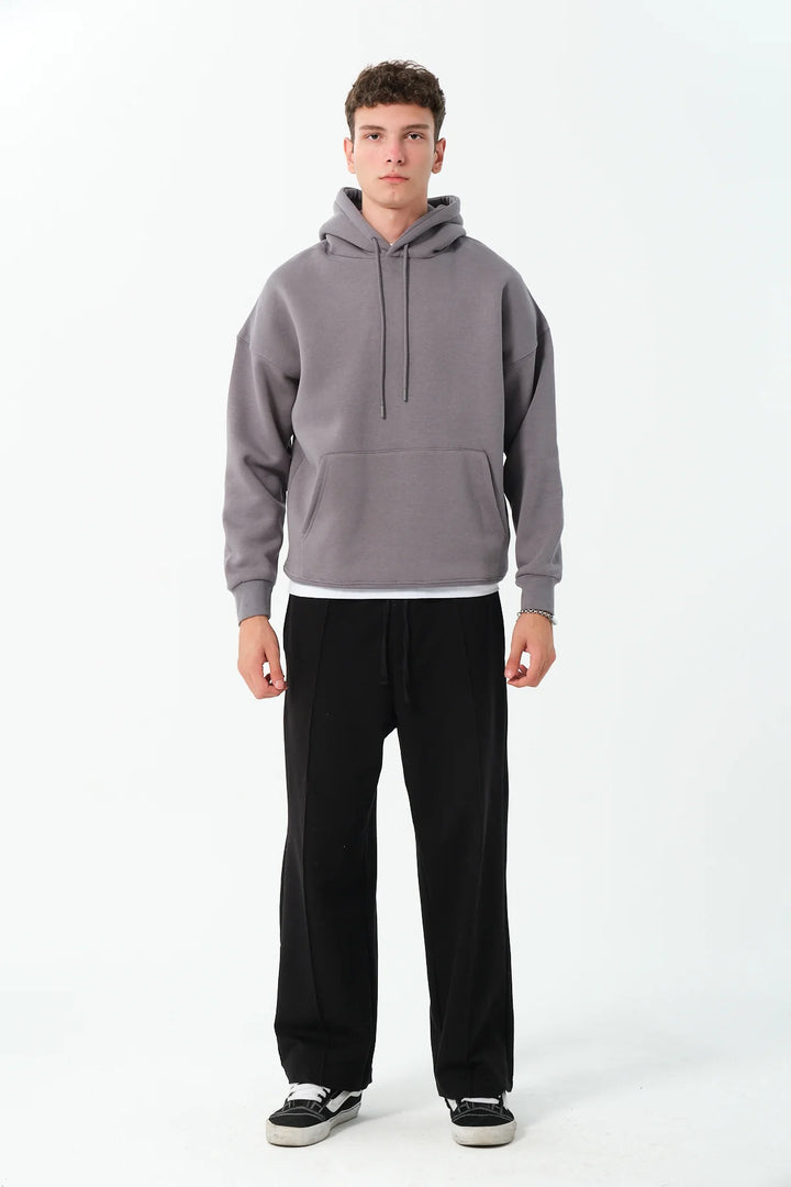 Mens Relaxed Fit Hoodie In Grey