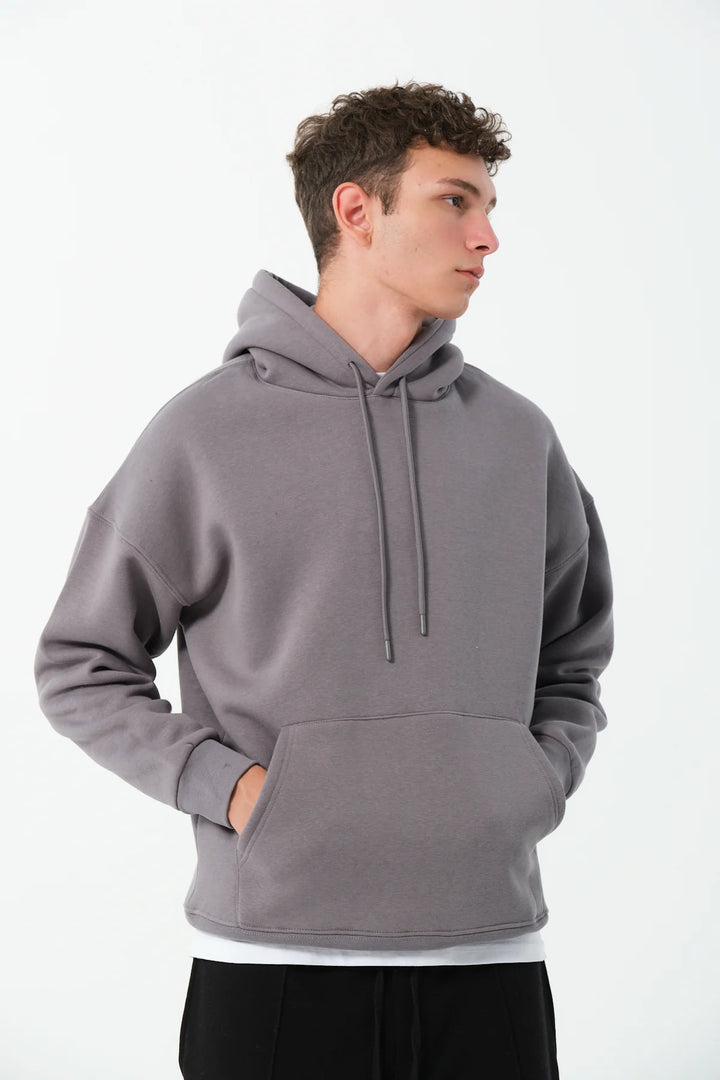 Mens Relaxed Fit Hoodie In Grey