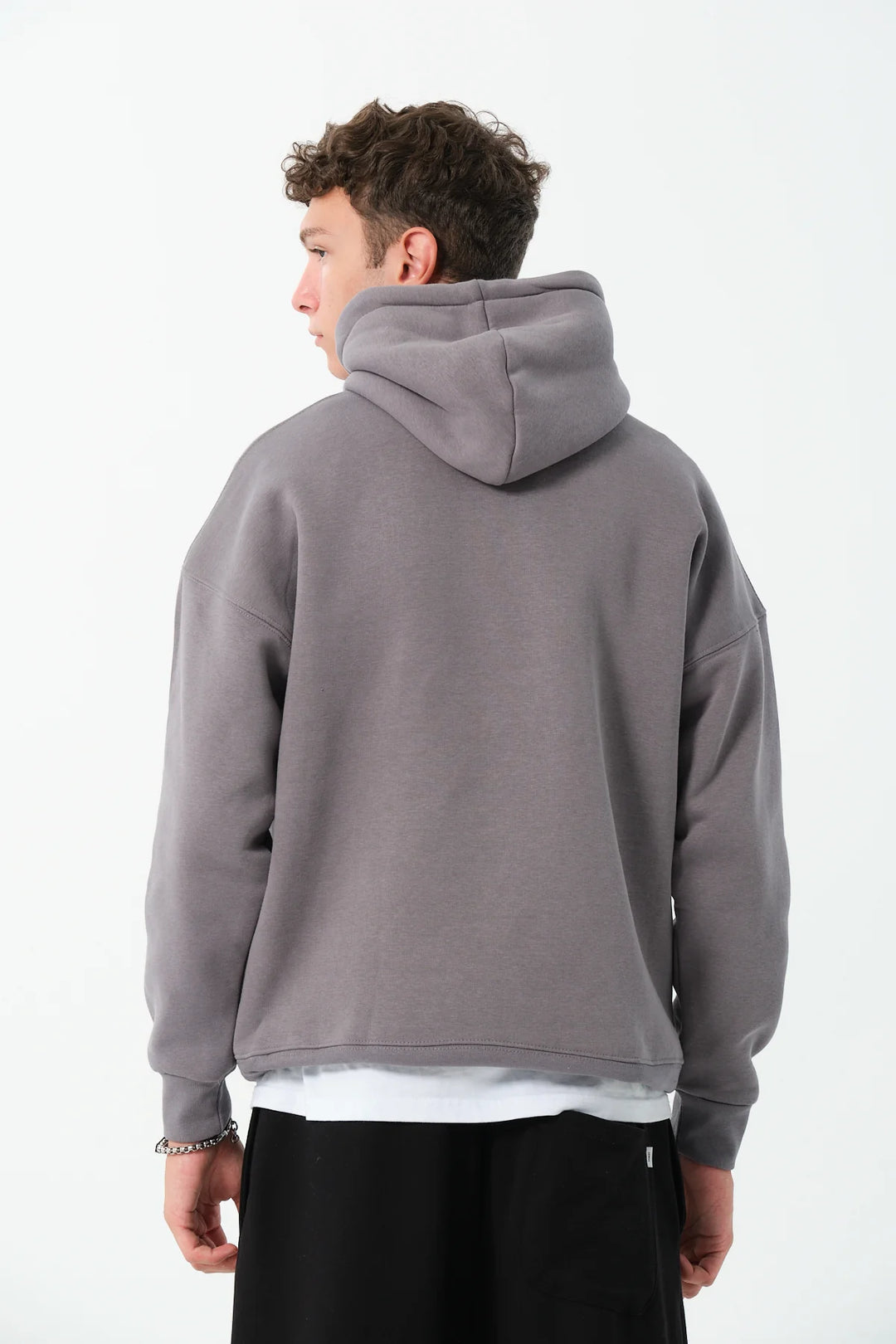 Mens Relaxed Fit Hoodie In Grey